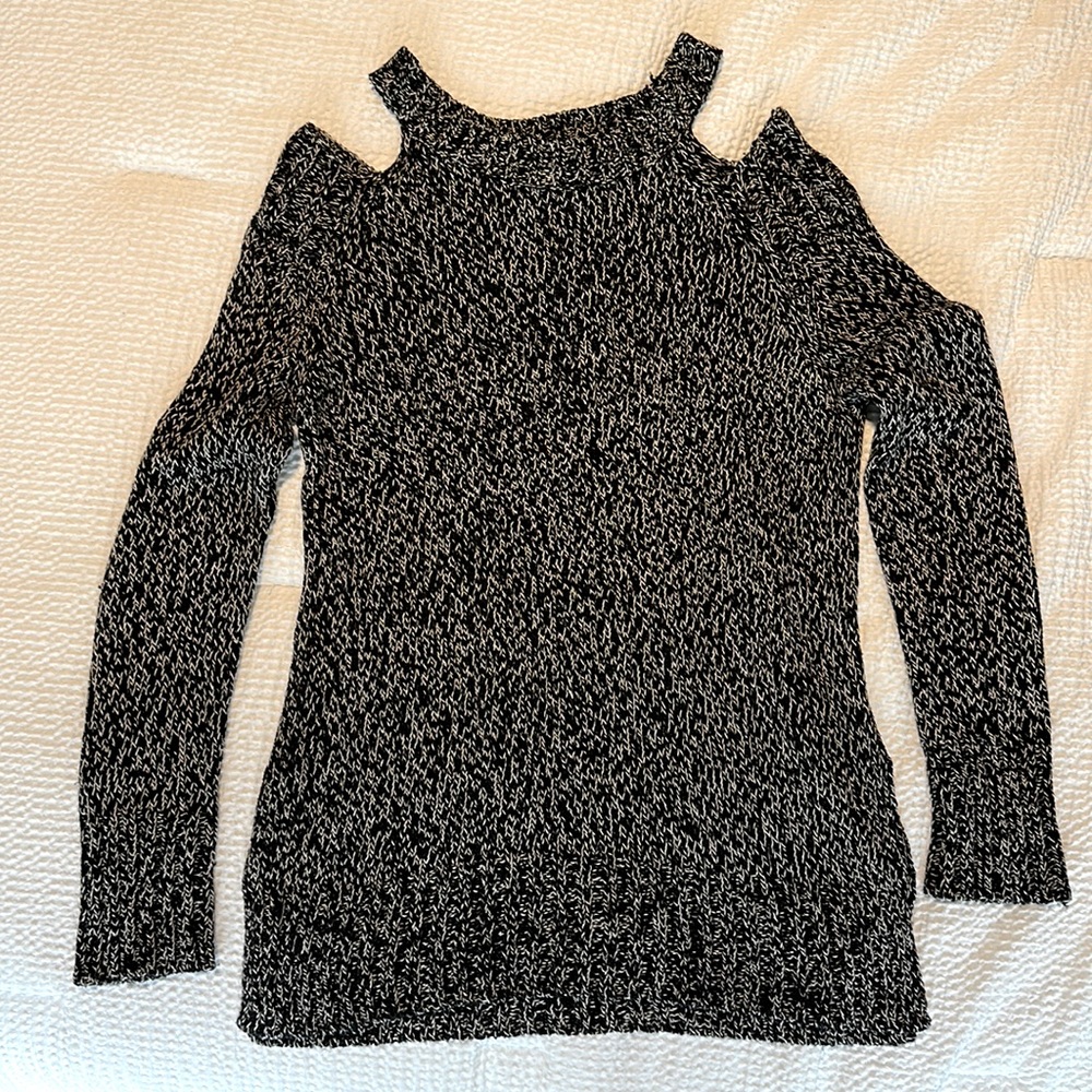 Lord & Taylor Black Cold-Shoulder Sweater